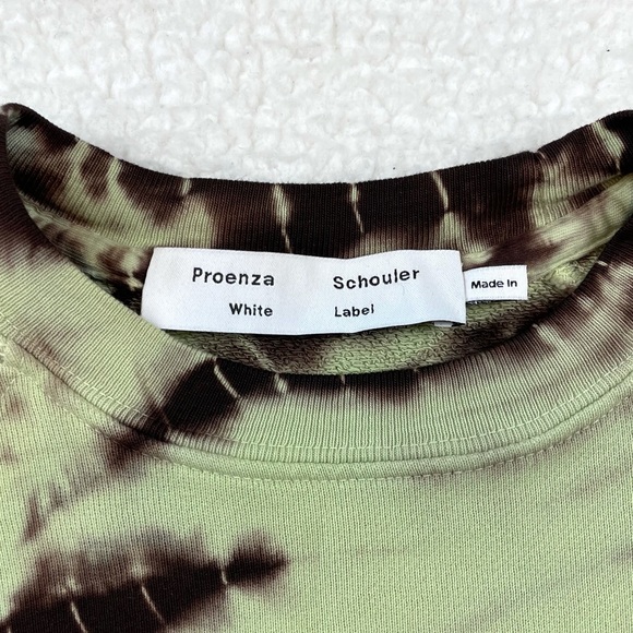 PROENZA SCHOULER • Mint/Brown White Label Modified Raglan Tie Dye Sweatshirt, XS - Picture 14 of 16